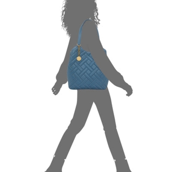 Vince Camuto Blue Quilted Shoulder Bag with Gold Charm - Picture 6 of 6